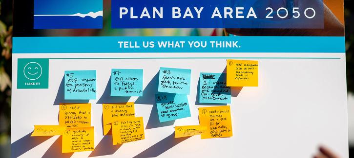 Plan Bay Area 2050 - Tell Us What You Think board with post-it notes
